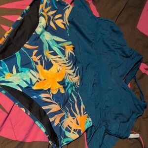 Cupshe Tropical Print Bikini Set - Blue and Orange